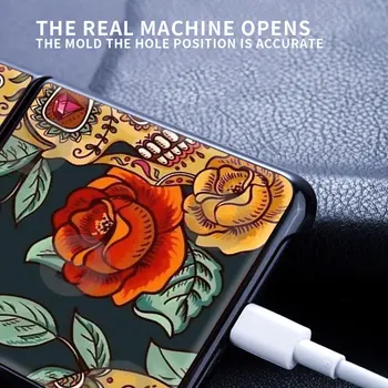 Telefono dėklas Samsung Z Apversti 5G TPU Padengti Matiniu Shell Silikono Funda Retro Gėlių Kaukolė
