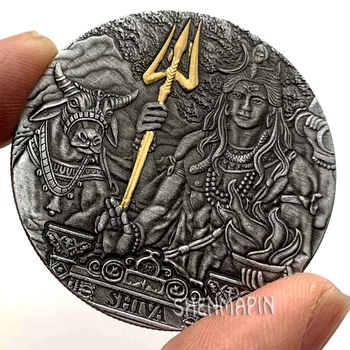 Dievas sunaikinimo Indijoje Šyva Progines monetas, Trečiosios Akies Dieviškosios Ugnies Aukso Monetų Kolekcionieriams Bull Iššūkis Monetos