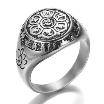 Naujas Religijos Budizmas Lotus Modelis Žiedas Vyrų Mados Žiedas Metalo Budistų Žiedas Aksesuarai, Šaliai, Papuošalai