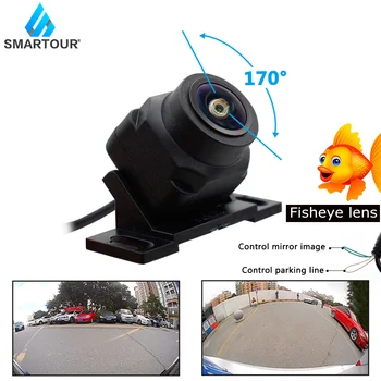 CCD Naktinio Matymo Įstrižainės 170 Laipsnių Fisheye Automobilių Stovėjimo Pagalbos HD Transporto priemonės Priekinio Galinio vaizdo Atvirkštinio Atsarginė Kamera, Mini paslėpti
