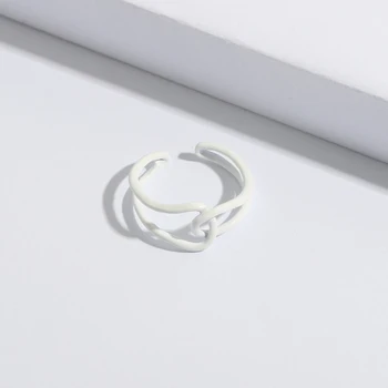 Dvacaman 2021 Naujų korėjos Baltos Spalvos Grandinės Žiedų, skirtų Moterų, Mergaičių, Varva Alyva Ranka-Dažytos Geometrinis Atidaryti Žiedas Gražūs Papuošalai