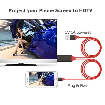 Žaibas Į HDMI suderinamus Kabelis, HDTV TV Skaitmeninis AV Adapteris 2M USB 1080P Smart Keitiklio Kabelį, 