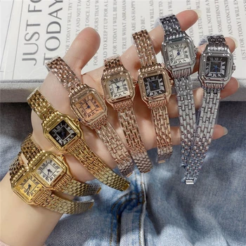 Prekės ženklo Moteris kvarciniai laikrodžiai, aukso ir sidabro sumaišyti aikštėje laikrodžiai prabangių dovanų riešo laikrodis mažo dydžio laikrodžiai