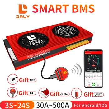 Daly Smart BMS 3S-24S Li-Ion LiFePo4 Su Bluetooth, 4S, 7S 8S 12S 13S 14 SEK 15S 16S 17S 20S ličio baterija