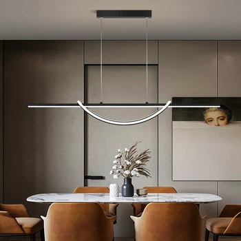 Prabanga liustra modernus restoranas liustra golden juoda juosta stalo lempa Šiaurės kūrybos minimalistinis led dizaineris liustra