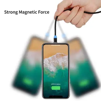 1m Mobiliųjų Telefonų Įkrovimo Kabeliai, iPhone, Android Įkrovimo Linija 360 Laipsnių Magnetinis Duomenų Perdavimo Kabelis Su LED Indikatorius