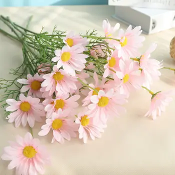 53CM INS Daisy Gėlės Rausvos spalvos Šilko Dirbtinių Gėlių Puokštė 5 Gėlių Galvos Netikrą Gėlės Namuose Vestuvių Dekoravimas PE Amatų