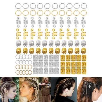 110pcs Įvairių Stilių, Plaukų Pynimo Žiedai Priedai Įrašus Šalies Mados Šou Moterų Ir Mergaičių Drei Karoliukai