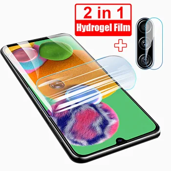 2 in 1 Hidrogelio Kino Screen Protector For Samsung Galaxy A51 A71 A50 A70 A50S A40 A30 A30S A20 A10 Fotoaparato Objektyvas Ne Stiklo