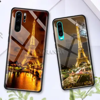 Stiklo Atveju, Huawei 30 Lite P40 Pro Plus P20 P10 P Smart Z 2019 Y6 Y7 Y9 Y9a Shell Telefono Dangtelį Funda Prancūzijoje, Paryžiaus Eifelio