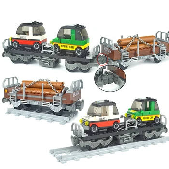 Blokai Traukinio Modelis nustato Suderinama Visų Markių Krovininio traukinio Automobiliai Statybos Plytų Rinkiniai Bėgiai Miestas dainos žaislas Vaikas