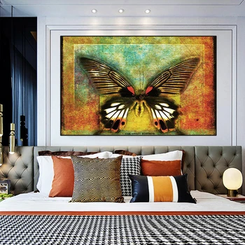 Abstraktusis menas, gražus drugelis spausdinti spalvingas drugelis modelio gyvūnų piešiniai ir plakatai, drobė, namų apdaila