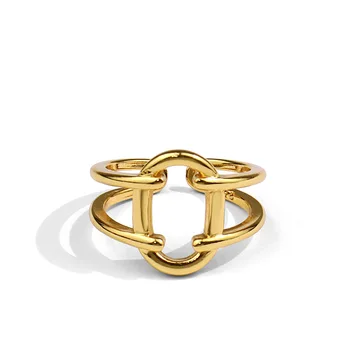 925 Sterlingas Sidabro Žiedai Moterims, Apvalių Linijų Aukso Spalvos Senovinių Vestuvių Madinga Papuošalai Didelio Aukščio Antikvariniai Žiedai Anillos