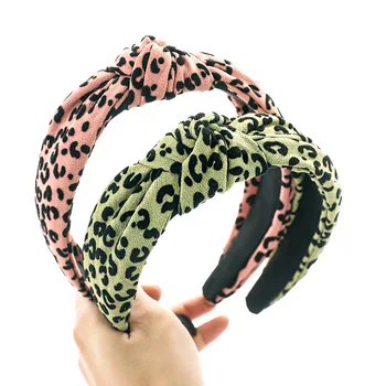 Korėjos Derliaus Leopardas ekrano užsklandą Mazgas Headdres Hairband Veido Plauti Lankelis galvos Apdangalai Moterų, Mergaičių, Plaukų Aksesuarai