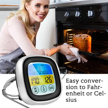 LCD Skaitmeninis Mėsos Virtuvės Termometras, Nerūdijančio Vandeniui Mėsos temperatūrinis Orkaitės Kepimo GRILIS Temperatūros Matuoklis