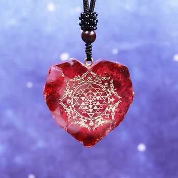 Orgonite Raudonos Spalvos Glazūra Kristalų Pakabukas Širdies Formos Gijimą, Kristalai Karoliai Moterims