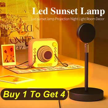 4 in 1 Vaivorykštė Saulėlydžio Projektorius LED Naktį Saulės Šviesos Projekcija USB Stalo Lempa, Miegamojo Baras Kavos Parduotuvė Sienų Apdailai Šviesos