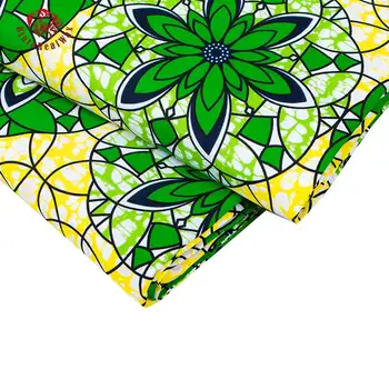 Žalia Gėlė Afrikos Audinys, Aukštos Kokybės Poliesterio Garantuotas Nekilnojamojo Vaškas Ankara Audinio Medžiagos, Siuvimo, Drabužių FP6420