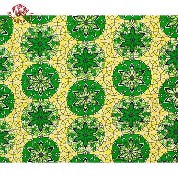 Žalia Gėlė Afrikos Audinys, Aukštos Kokybės Poliesterio Garantuotas Nekilnojamojo Vaškas Ankara Audinio Medžiagos, Siuvimo, Drabužių FP6420