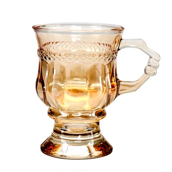 Retro Geltono Stiklo Iškilumo Mini Taurės Šampano, Vyno Stiklo Moterų Ins Vėjas Šiaurės Desertas Kavos Puodelio