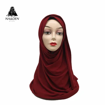 1PCS NAUJAS Islamo kvėpuojantis hijab moterų duslintuvo kietas šalikas Hi-Q pagrindinio Malaizijos musulmonų skarelė Ruožas briaunuoti jersey bandana