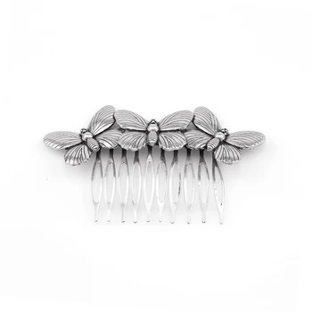 Gražus minimalistinis plaukų aksesuarai, retro tris drugelis šukos senovės stiliaus tiara plaukų šukos moterims