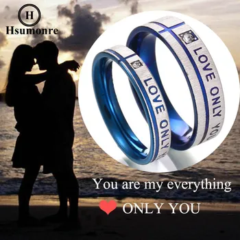 Pažadas Žiedai Patinka Tik Jums Graviruotas Pora Žiedus, Mėlyna Atitikimo Sužadėtuvių Žiedai, Vestuvių Juostas, Valentino Dovana Nerūdijančio Plieno