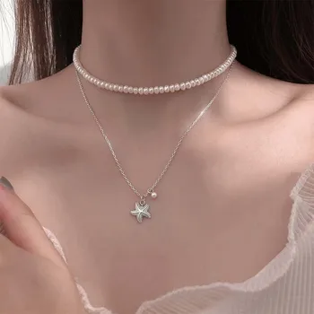 Todorova Korėjos Bižuterijos Vario Starfish Pendant Karoliai Moterims, Elegantiškas Imitacija, Perlų Karoliai Moteris