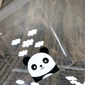100vnt Panda Ir Jaunikliai lipnios Plastikinės Slapukas Maišeliai, Skaidraus Vestuvių Dovaną-Saldainių Maišelį Sausainių Pakuotė