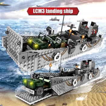 Vaikai Iškrovimo Laivo Priekaba, Statyba Blokai Karinis Tankas Vaikams plastikiniai modelis karo laivų Statyba Blokai, Žaislų, Šarvai Modelis