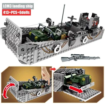 Vaikai Iškrovimo Laivo Priekaba, Statyba Blokai Karinis Tankas Vaikams plastikiniai modelis karo laivų Statyba Blokai, Žaislų, Šarvai Modelis