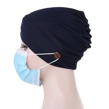 Musulmonų Variklio Dangčio Vidinę Hijab Bžūp Crossover Hijab Wrap Galvos Slaugytoja Skrybėlę Elastinga Turbaną Skrybėlę, Skarą Vientisos Spalvos Mygtukai Moterims