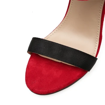 2020 metų Vasaros Moterų-11,5 cm Aukštakulnius Stiletto Valentino Raudonos Basutės Fetišas Padengti Aukštakulnius Batus Lady Striptizo Gladiatorių Prom Sandles