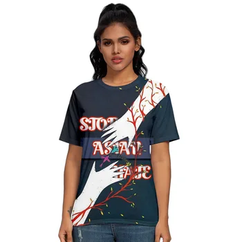 2021 sustabdyti azijos neapykantos Marškinėlius 3D O-Kaklo Moterims, Vyrams marškinėliai Harajuku Vasaros trumpomis Rankovėmis Streetwear Mados Hip-Hop Drabužiai