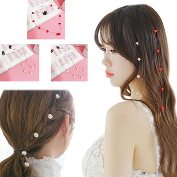 Naujas korėjos Mados Paprasta Perlų Karoliukai Nematomas Hairclips Pora Širdies plaukų segtukai Geometrinis Hairclips Moterų Vestuvių