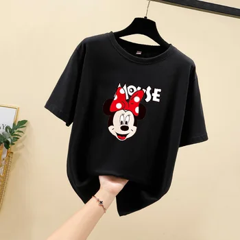 M-4XL Europa MUMS Standartinio Dydžio Porų, T-marškinėliai Moterims/Vyras Medvilnės 90s Estetinės Spausdinti Mickey Minnie Mouse Viršūnes Vyras 2021 M. Vasaros