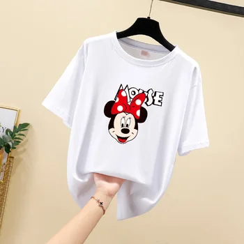 M-4XL Europa MUMS Standartinio Dydžio Porų, T-marškinėliai Moterims/Vyras Medvilnės 90s Estetinės Spausdinti Mickey Minnie Mouse Viršūnes Vyras 2021 M. Vasaros