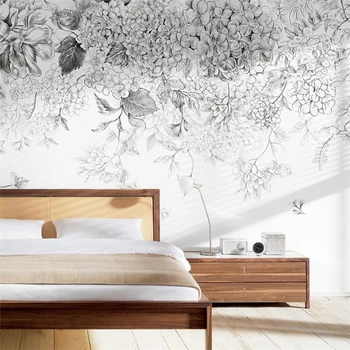 Beibehang užsakymą 3D tapetai kambarį fono Šviesą juodos ir baltos gėlės foto sienų tapetų namo apdaila