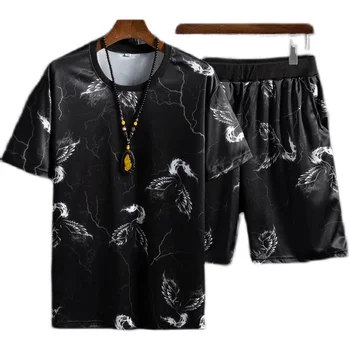 2021 naujas kostiumas vyrų vasaros gėlių T - shirt nustatyti Korėja edition tendencija didelis prekių