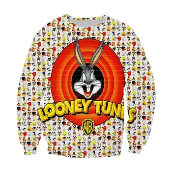 Looney tunes palaidinės 3d spausdinimo streetwear vyrų negabaritinių megztinis mados harajuku tracksuit pavasario drabužių animacinių filmų drabužiai