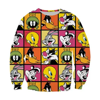 Looney tunes palaidinės 3d spausdinimo streetwear vyrų negabaritinių megztinis mados harajuku tracksuit pavasario drabužių animacinių filmų drabužiai