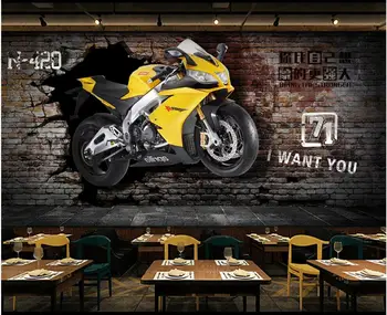 3d tapetai pasirinktinius nuotraukų bet kokio dydžio freska Pramonės stiliaus motociklas skaldyti sienos bar kavos parduotuvė dekoro tapetai, sienų ir 3 d