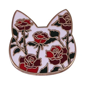 Love & Atžvilgiu Red Rose Kačių Emalio Pin Katytė Rose tobulas žmogaus sagė Katė meilės, gėlių ir jums patinka Katės ir gėlės