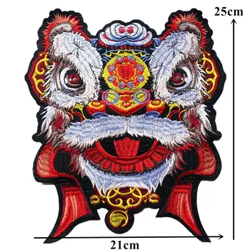 Red Kinijos Liūto Galva Siūti Ant Dėmės, Siuvinėtos Emblemos Pasisekė Gyvūnų Drabužių 