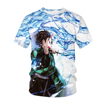 2021 Vaikai Anime 3D Print t-shirt Demon Slayer Harajuku Streetwear marškinėlius Berniukų, Mergaičių laisvus Marškinėlius Atsitiktinis Viršų 4T-14T