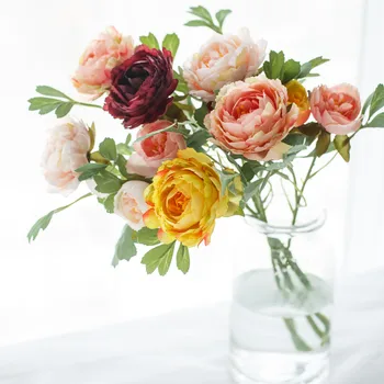59cm Rose Pink Silk Bijūnas Dirbtinių Gėlių Puokštė Pigūs Netikrą Gėlės Namuose Vestuvių patalpų Apdaila