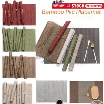 Bambuko PVC Valgomasis Pynimo Audiniai Placemats Lentelė Šilumos Izoliacija Vieta Kilimėliai