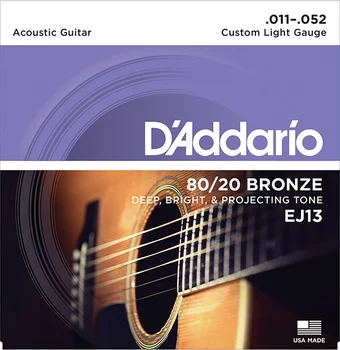 EJ13 bronzos 80/20 stygos akustinė gitara bronzos užsakymą šviesos 11-52 D'Addario