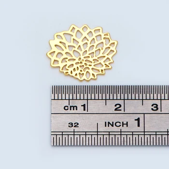 10vnt Aukso Filigranas Pakabukai 20x17mm, 18K Auksu padengtą Žalvario Gėlių Jungtys (GB-930)