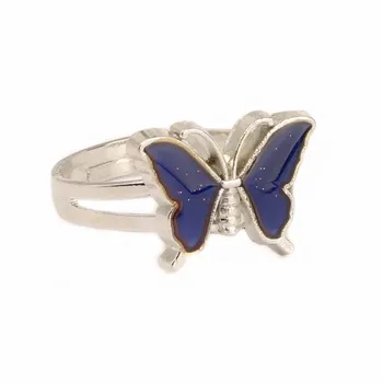 Elegantiškas Retro asmenybė ponios cinko lydinys atidaryti žiedas temperatūros kontrolės spalvos žiedas drugelis blizgučiai apdailos žiedas papuošalai